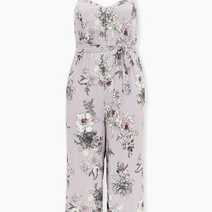 Torrid Challis Culotte Spaghetti Strap Floral Self Tie Sash Jumpsuit NWT | 2